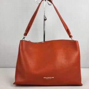 Viola Castellani Orange Leather Shoulder Purse